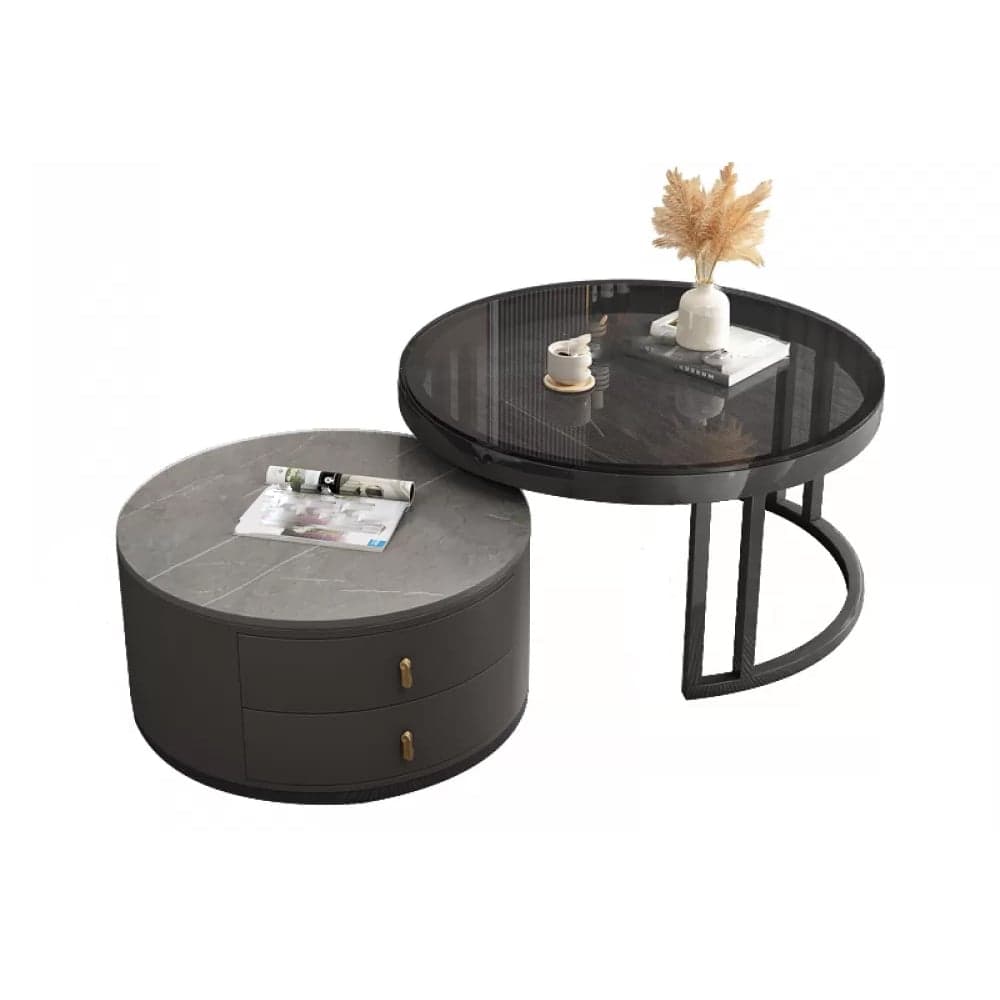 Round Nesting Coffee Table Set Frame Modern Storage Coffee Table - image 5