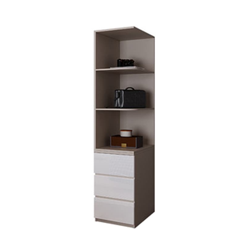 Simple Freestanding Cream Manufactured Wood Cabinet Armoire with Interior Shelves, Clothing Rod & Soft Close Drawer