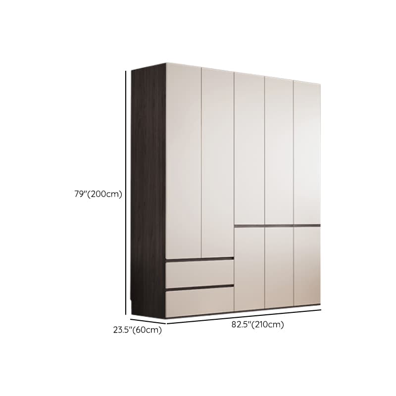White Minimalist Manufactured Wood Independent Wardrobe Closet with Soft Close Drawer, Soft Close Door, and Interior Shelves - image 26