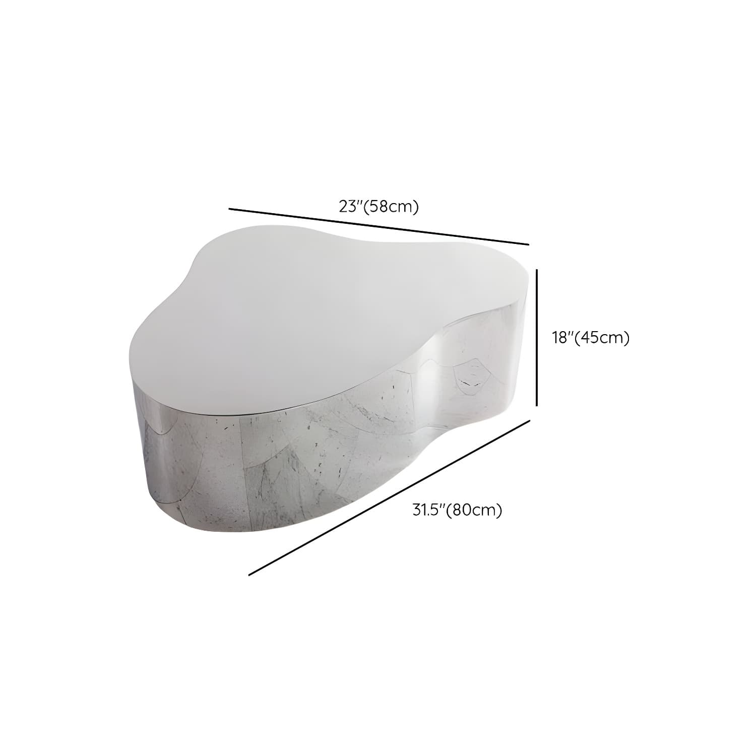 Silver Modern Coffee Table with Free Form Metal Top and Abstract Stainless Steel Base - image 15
