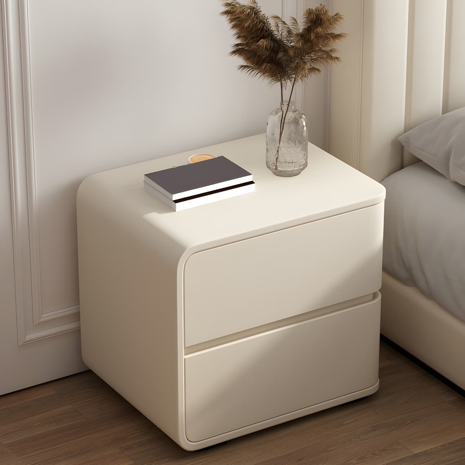 Scandinavian Pine Accent Table Nightstand Drawers Included with Legs - image 11