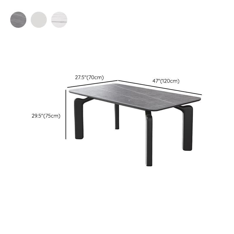 Minimalist Rectangular Slate Stone Dining Table Set with 4 Legs, Padded Chair Back, 7 Piece Set - image 9