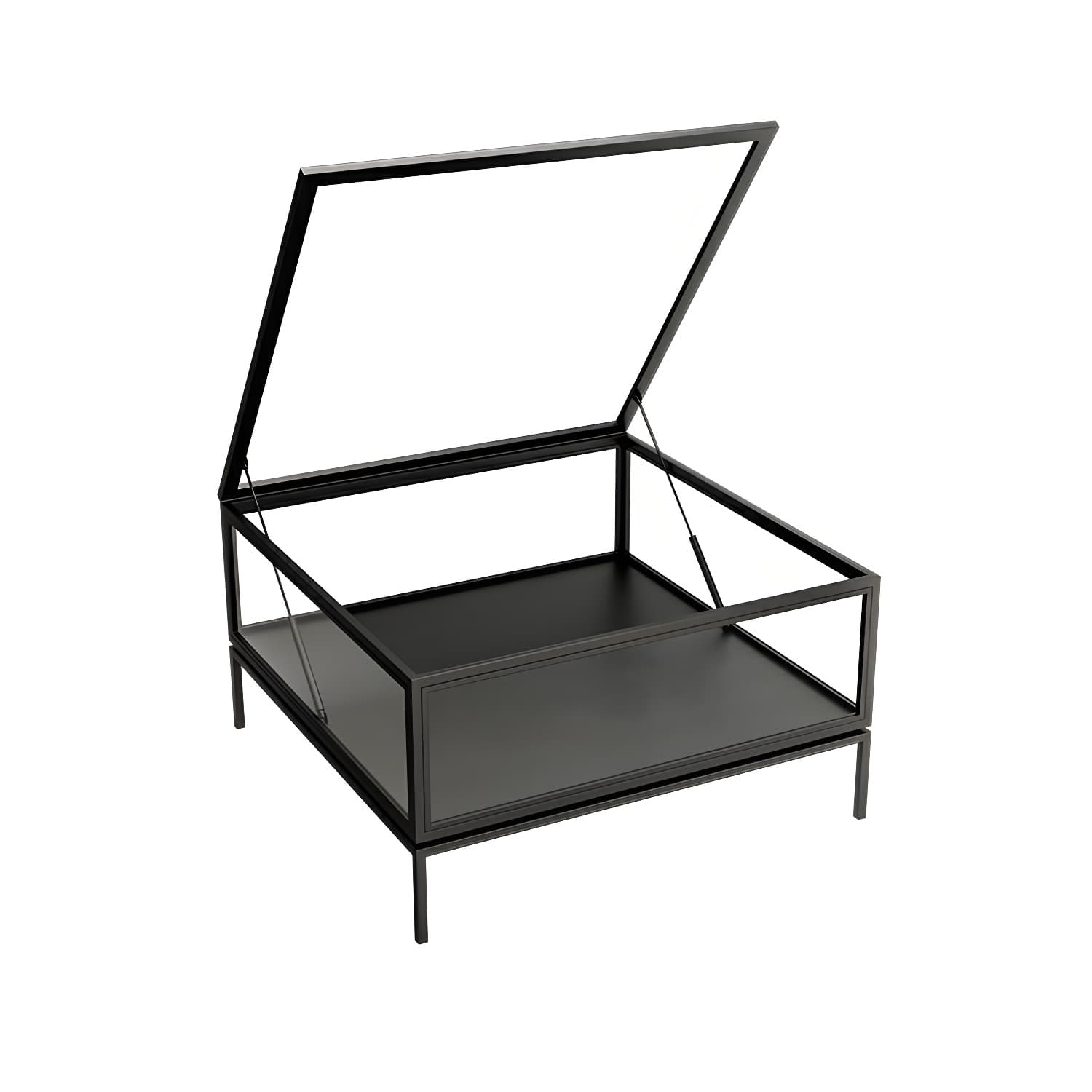Rectangle Glass Top Coffee Cocktail Table Tranparent Contemporary with Metal Base - image 7