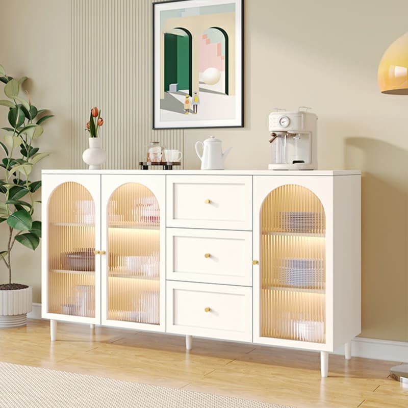 White Modern Sideboard Credenza with Cabinets and Reserve Installation Holes, Full Assembly Required - image 11