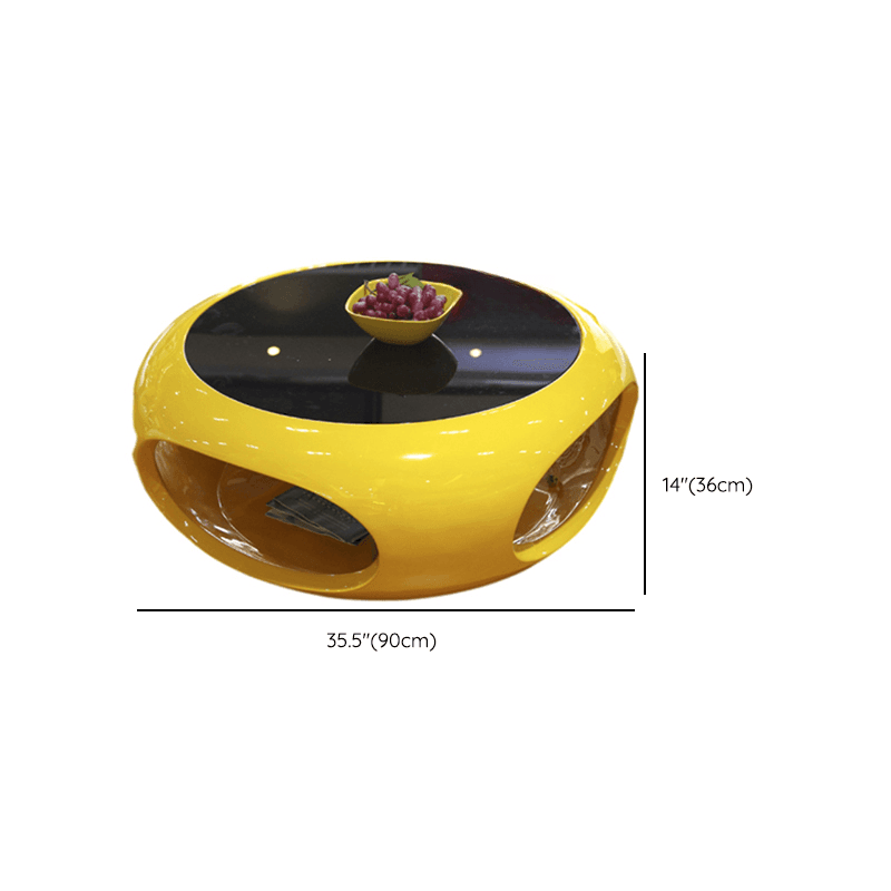 Simple Ink Oval/Rounded Hardened Glass Single Accent Table with Container & Abstract Base - image 21