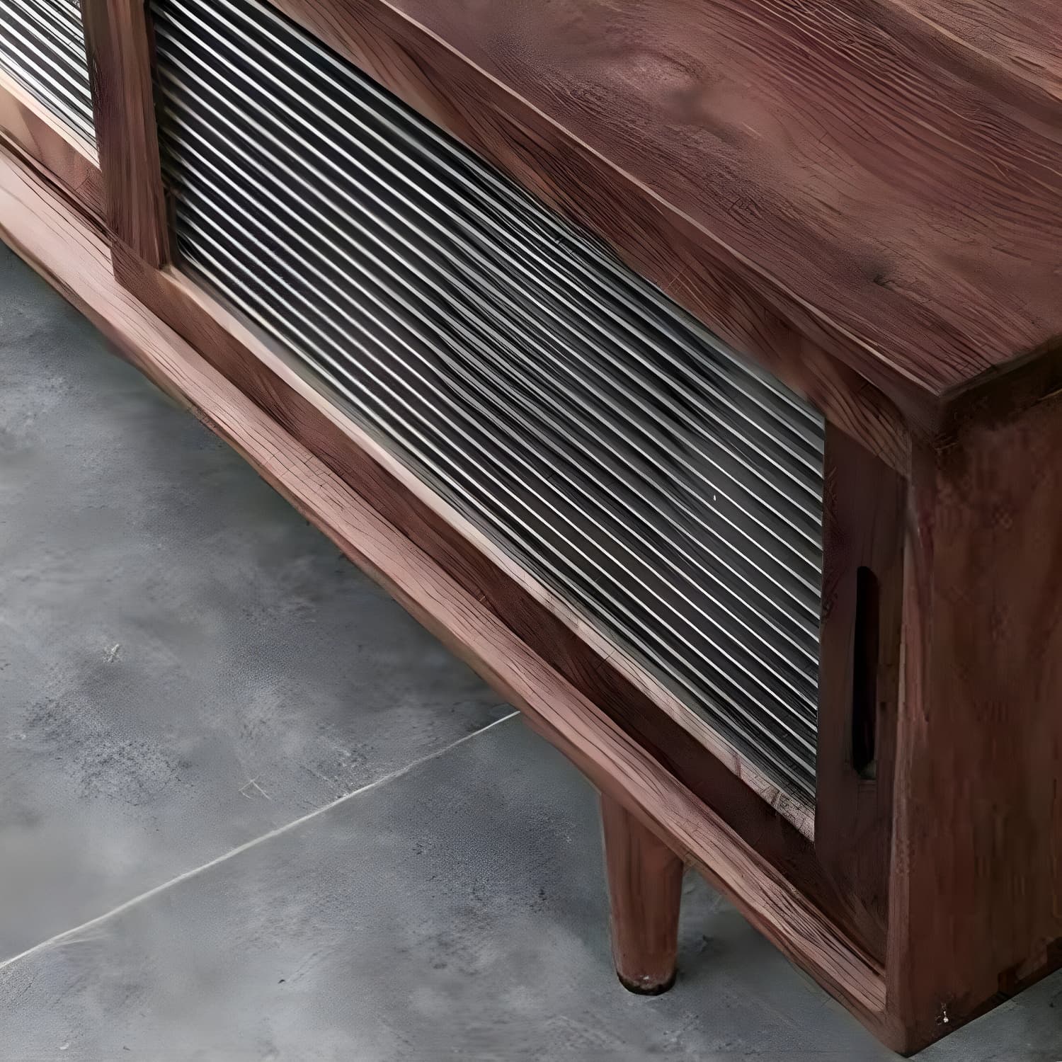 Industrial TV Media Stand Solid Wood 2 Drawers Stand Console - image 7