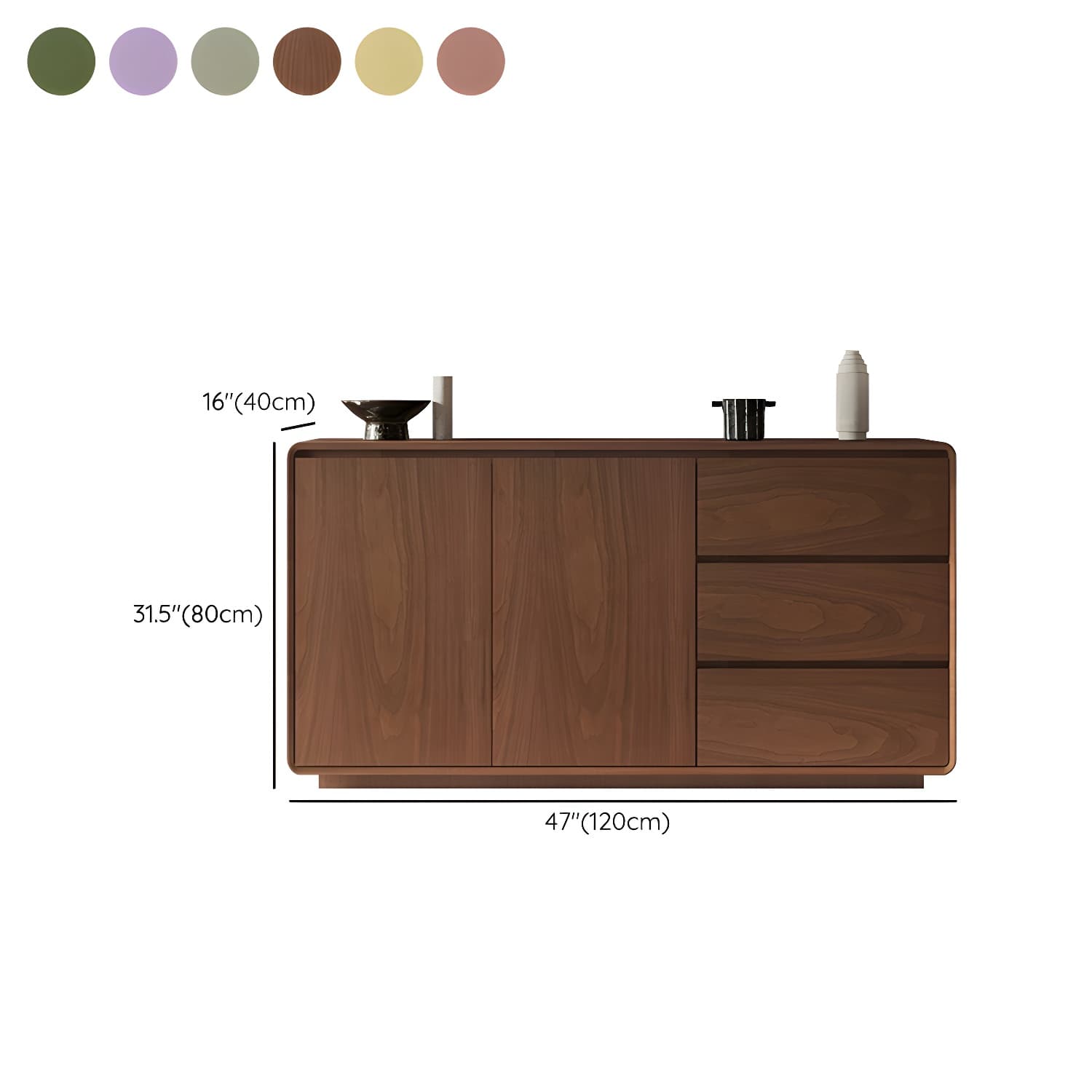 Wood Sideboard with 2 Doors and 3 Drawers, Overall Dimensions 40cmW x 80cmH - image 18