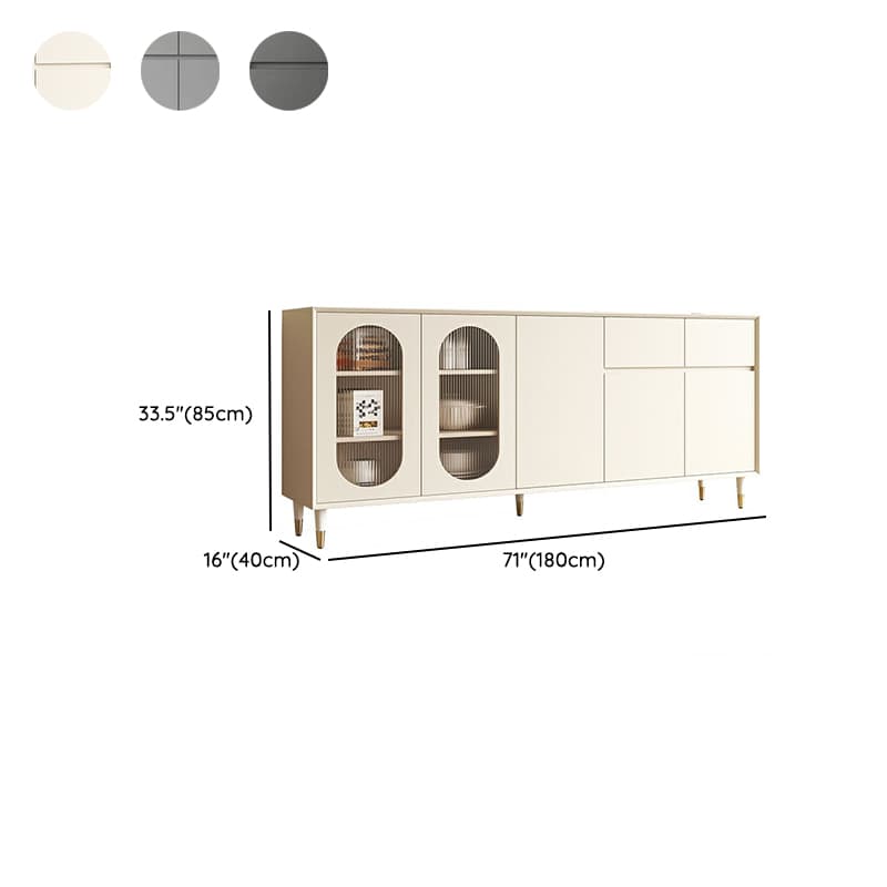 Wood Glam Sideboard Credenza with Glass Doors and Drawers, 40cm Overall Width, 85cm Overall Height - image 20