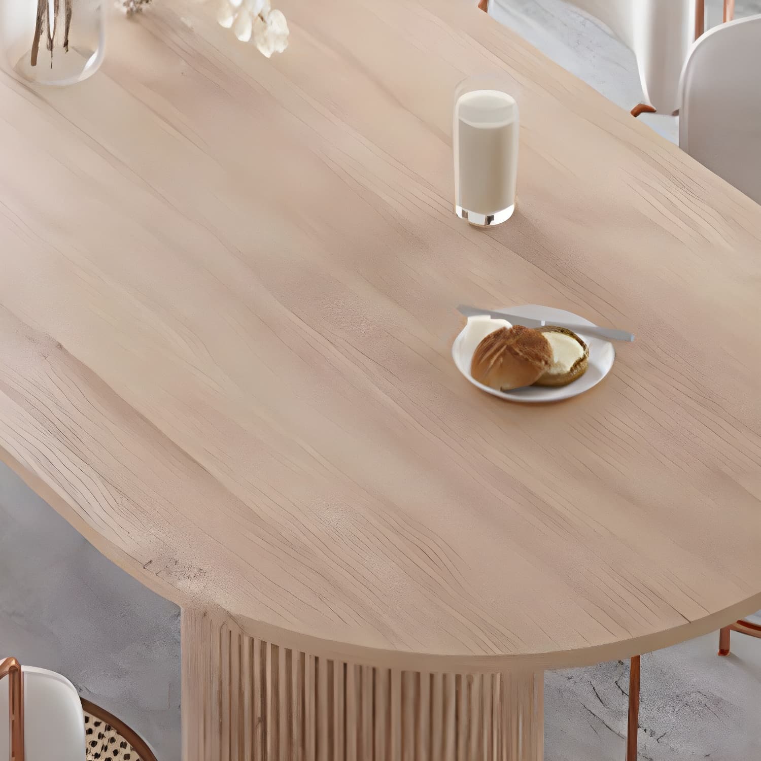 Natural Double Pedestal Dining Table Modern Oval Wood Home Dinner Room Kitchen Table - image 6