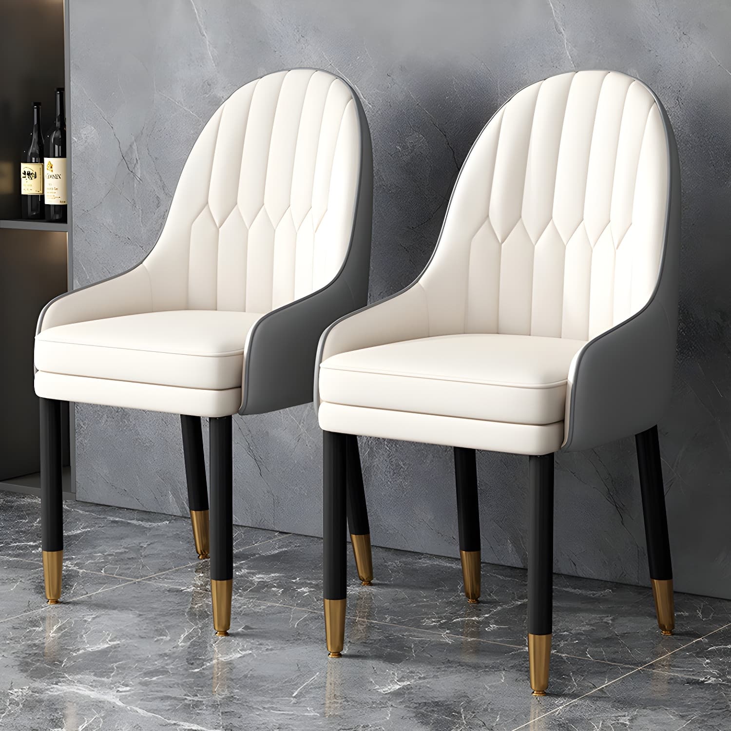 Elegant Glam Faux Leather Dining Chair with Solid Back for Kitchen & Dining - image 22