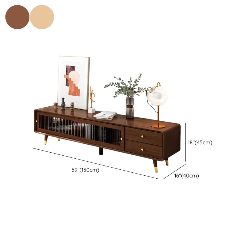 Scandinavian Style Low Height Wood TV Stand With 2 Drawers and Cabinet, Size 15.7'' x 17.7'' - image 12