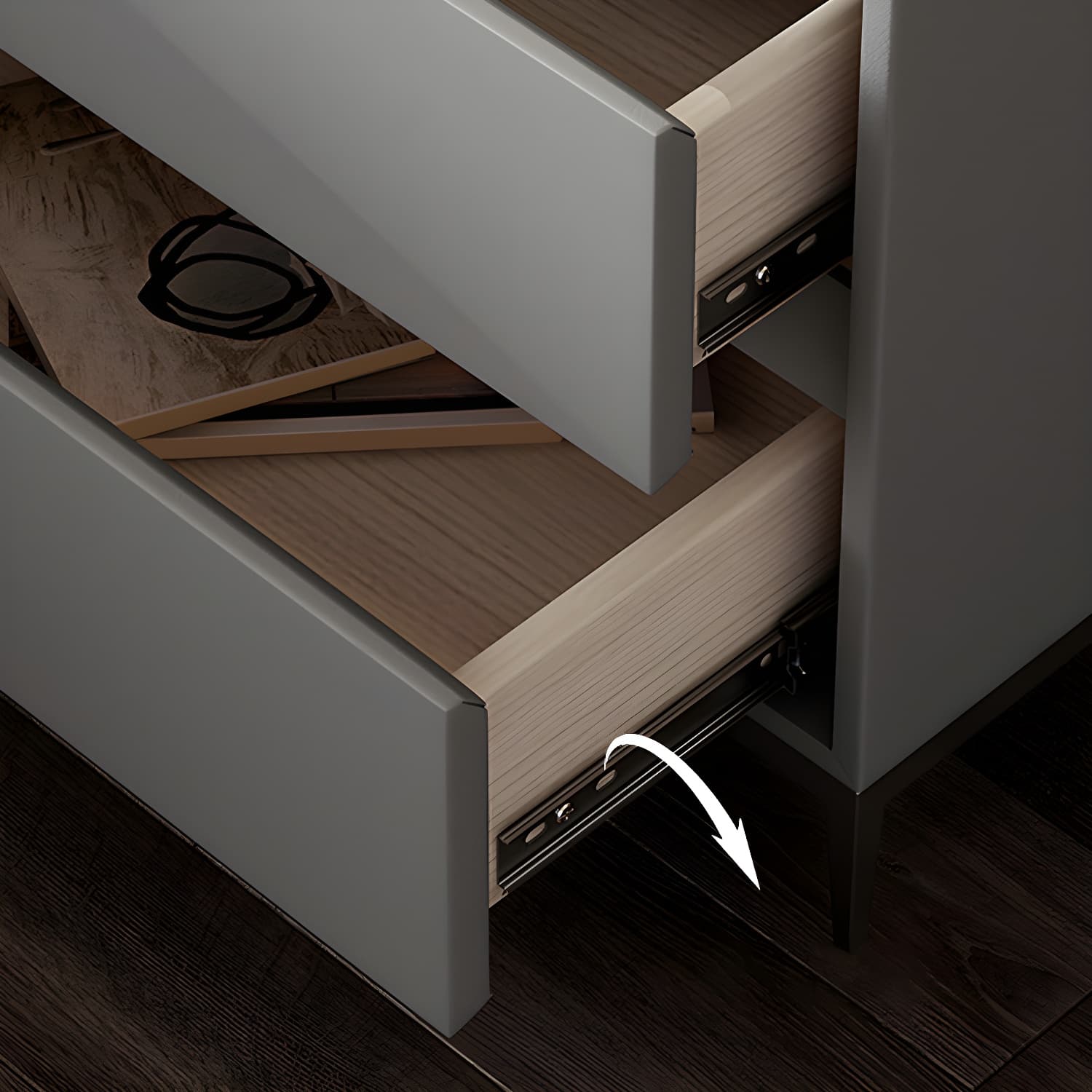 Modern Bedside Cabinet Leather Accent Table Nightstand with Drawers - image 9