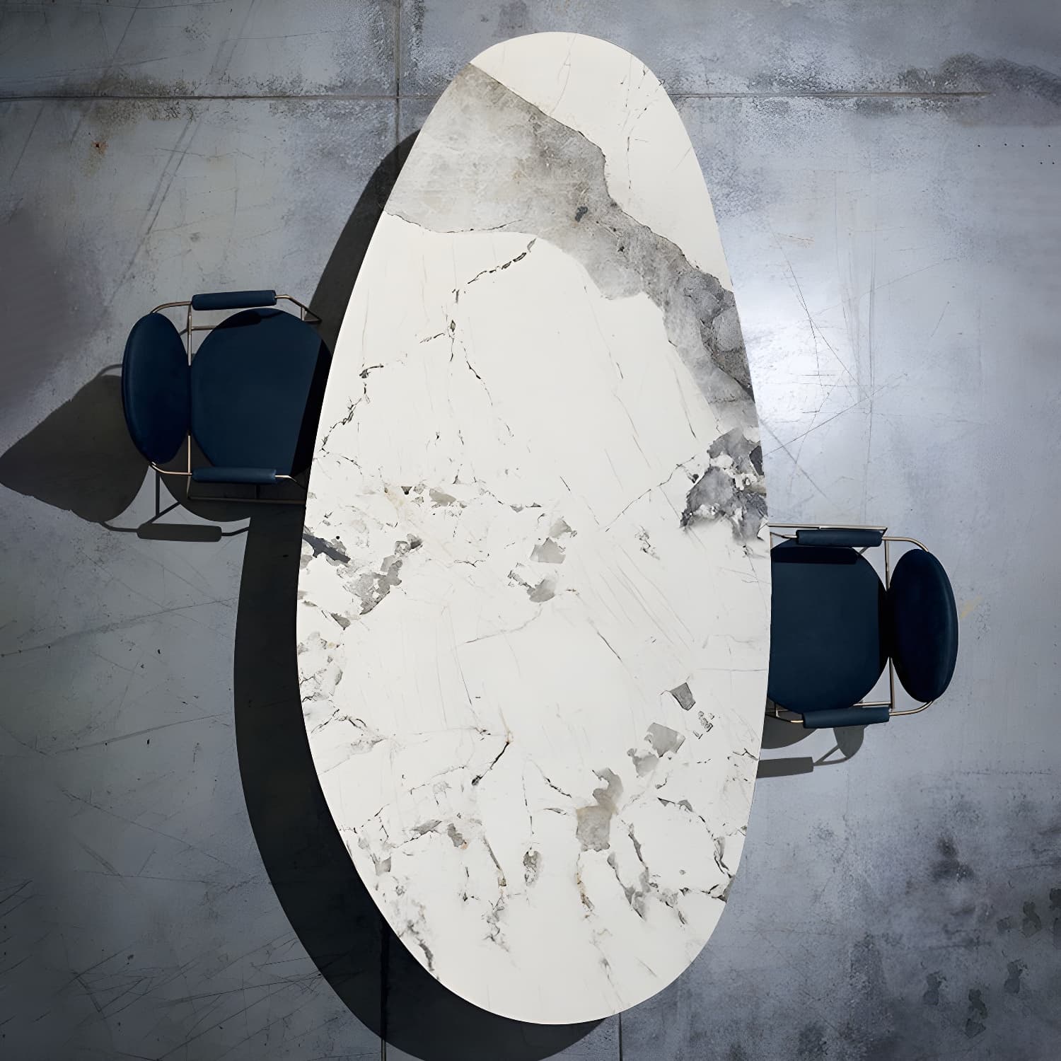 Oval Traditional Luxury Stone Table Standard Height Dining Table - image 11