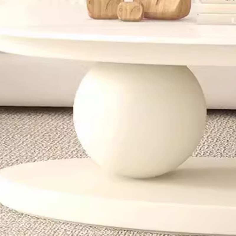 White Stone Modern Coffee Table with Abstract Steel Base for Living Room - image 9