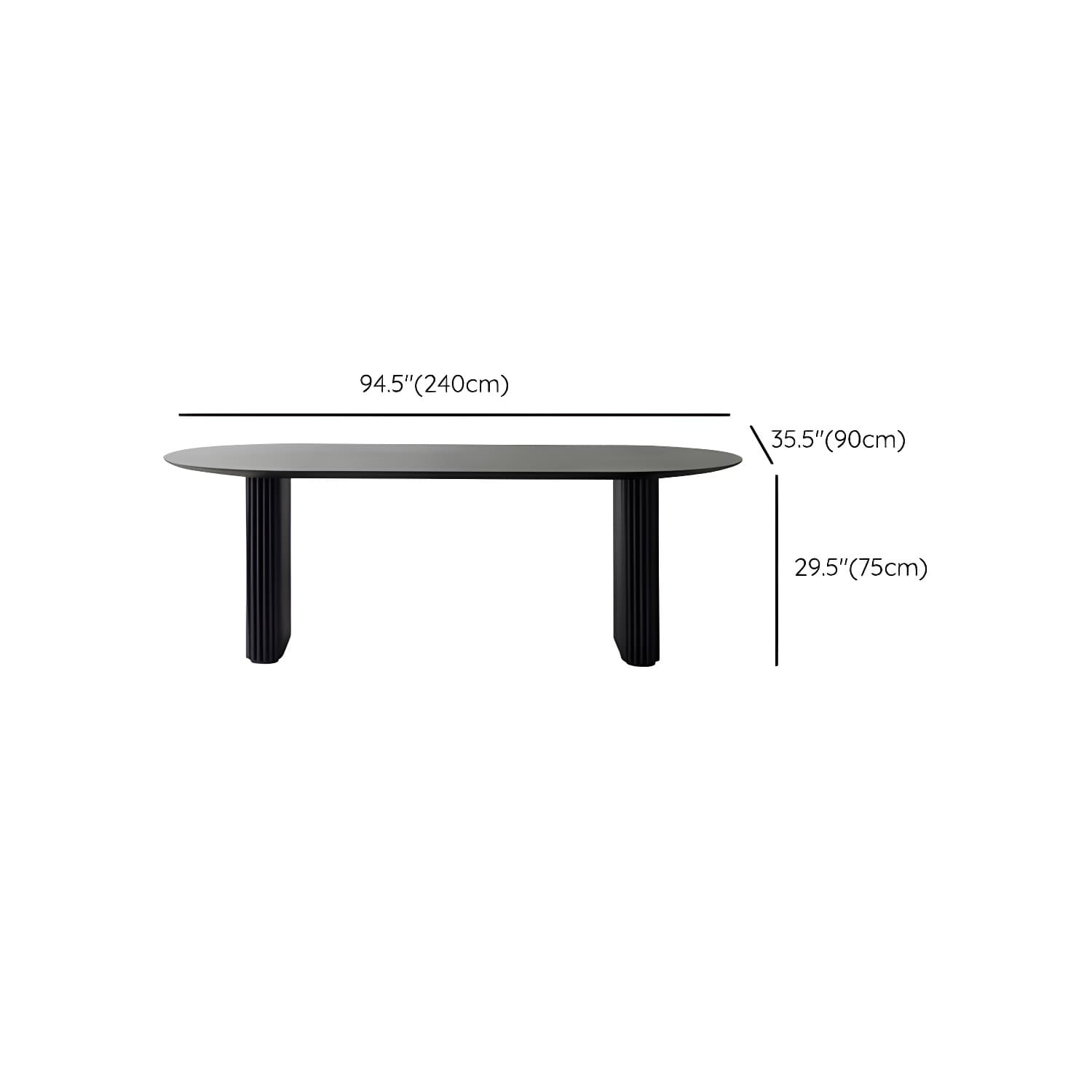Modern Oval Dining Table Black Wooden Dinner Table for Dining Room - image 17