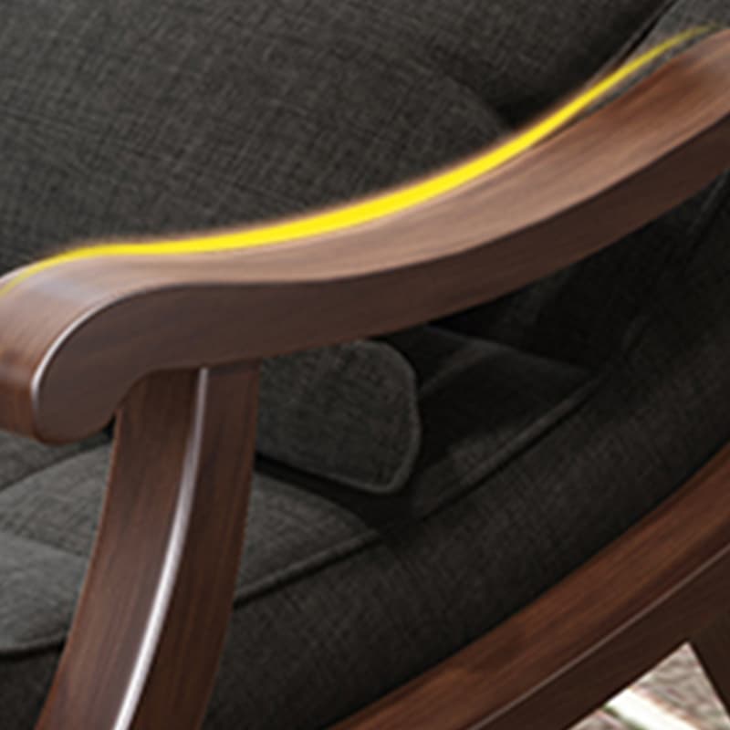 Stylish Modern Upholstered Rocking Chair with Brown Wood Legs and Track Arms - image 19