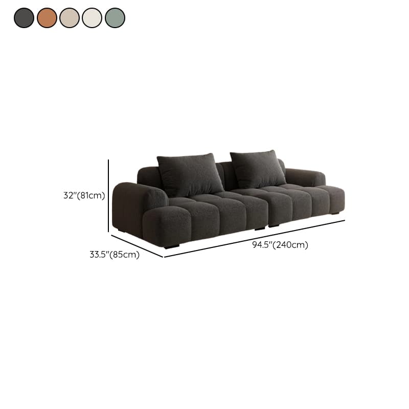 Modish Solid Color Stain Resistant Standard Sofa in Dark Gray/Emerald Green/Beige, 3-Seater with 2 Pillows - image 20
