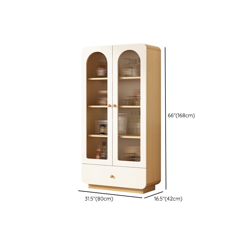 Modern White Lumber Narrow Sideboard with Single Drawer, 4 Shelves/Three Internal Shelves/Two Internal Shelves, Glass-panel Door - image 13