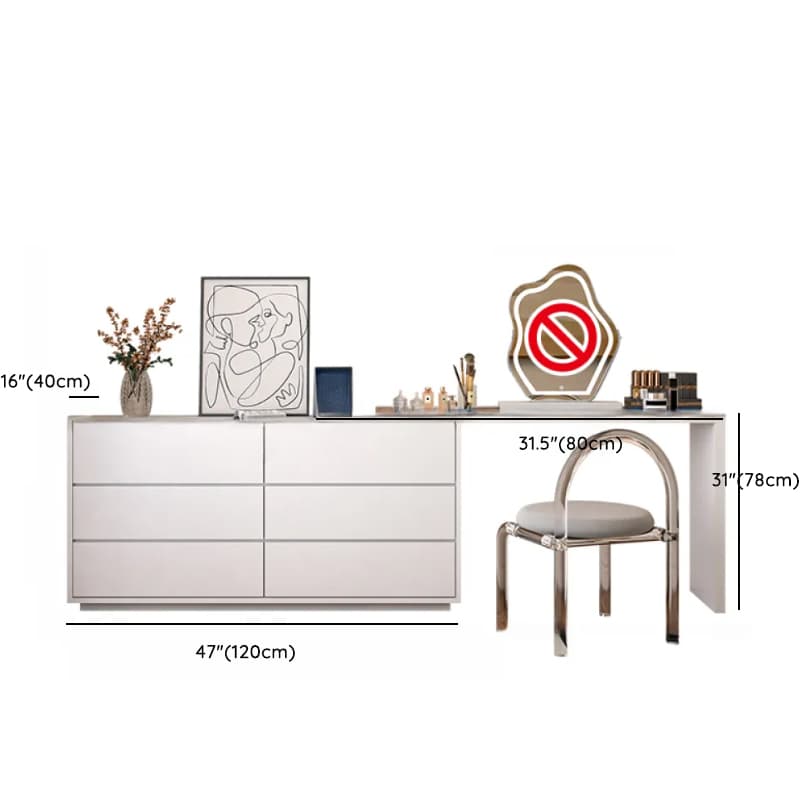 Large Vanity Set with Chalk Seating, 6 Drawers, Lumber Frame, Scalable 2-in-1 Design, and Chair - image 17
