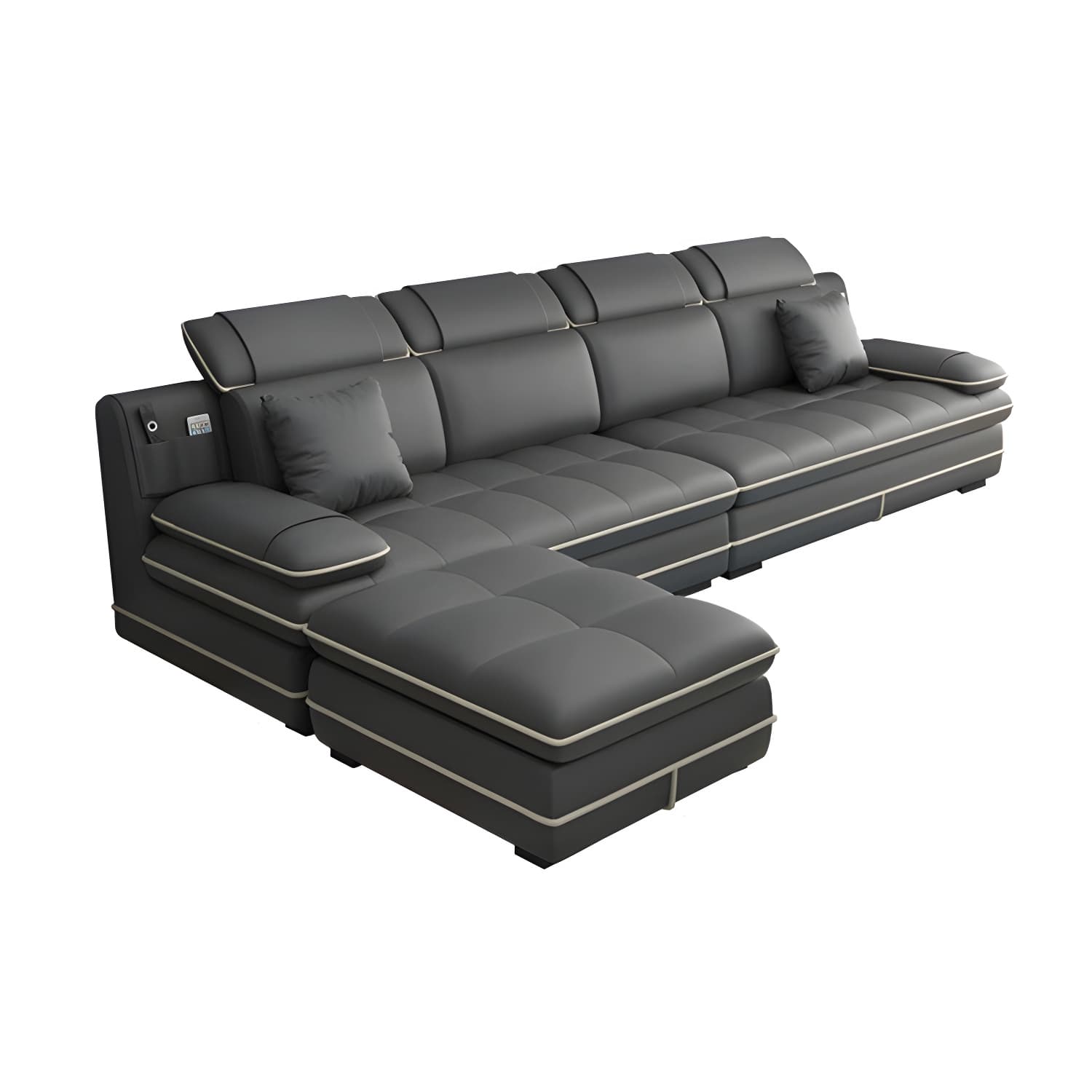 Elegant Gray Curved Sectional Sofa with Scandinavian Wooden Frame