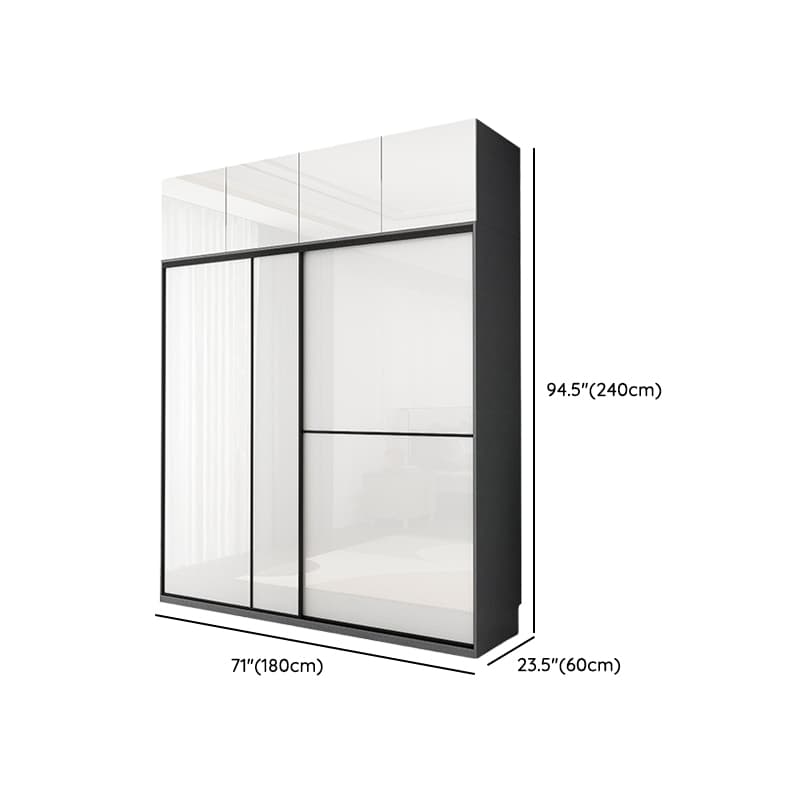 Art Deco Freestanding Chalk Manufactured Wood Cabinet Armoire with Hanging Rod, Interior Shelves & Soft Close Drawer - image 42