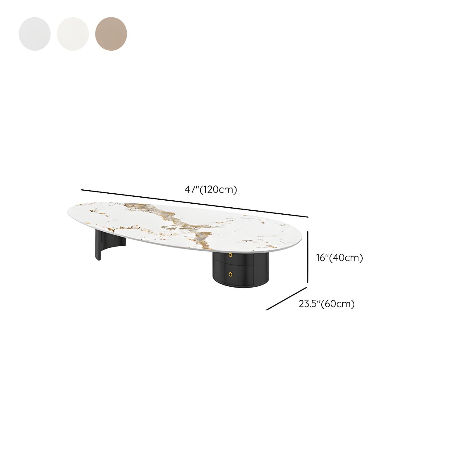 2 Legs Single Coffee Table Slate Oval Coffee Table with Storage - image 8