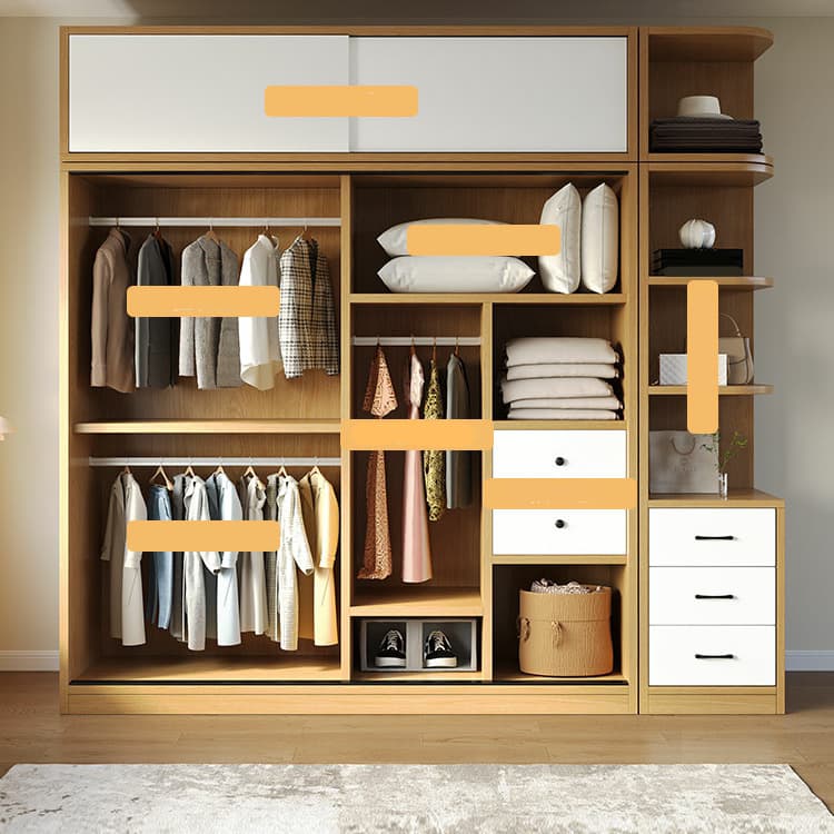 Natural Color Minimalist Cabinet Armoire with Soft Close Drawer, Soft Close Door & Interior Shelves - image 6