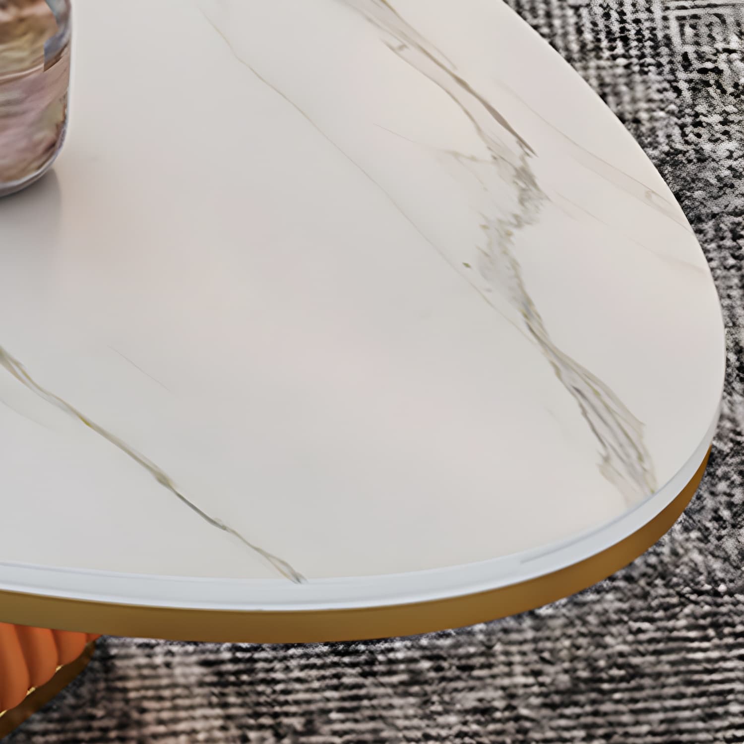 Elliptical Stone Coffee Table Pedestal 1 Single Cocktail Table - 17.72" H - image 8