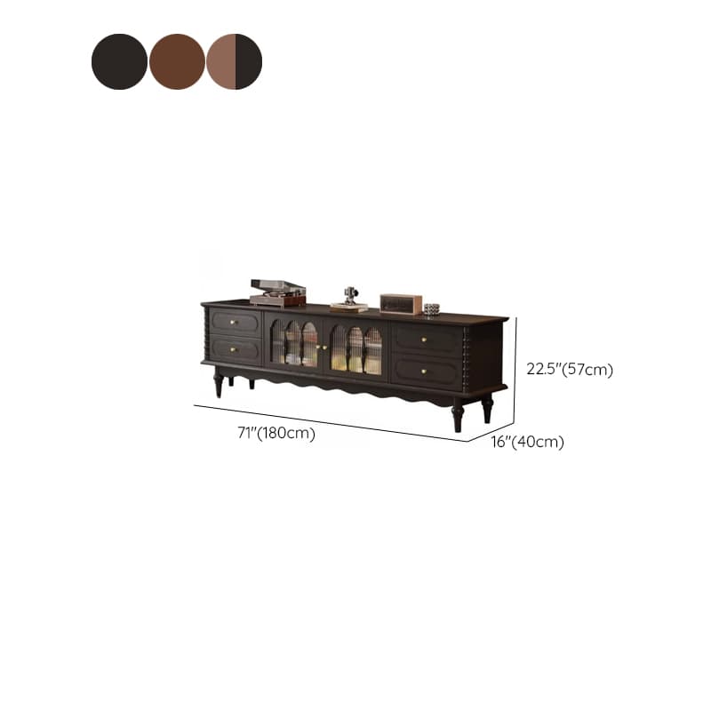 Art Deco Natural Wood TV Stand with 4 Drawers, Locker, Cable Management, and Adjustable Shelving - image 12