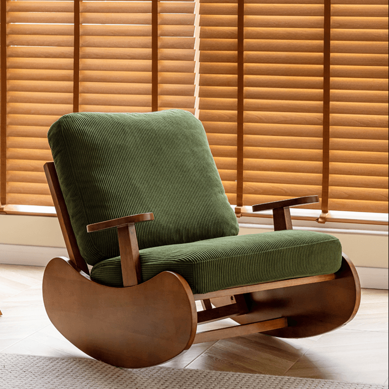 Black/Jade Green/Ivory Art Deco Upholstered Rocking Armchair with Recessed Arm - image 4