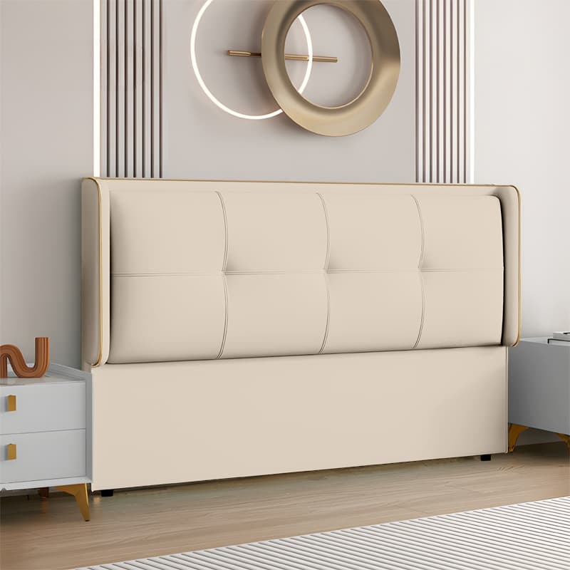 Simplistic Wingback Headboard with No Distressing, Piled Tufted Rectangular Design for Queen Bed, Featuring Sponge Upholstery and Standard Height - image 5
