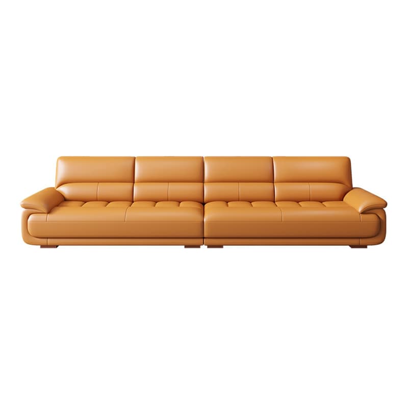 Modern Orange Genuine Leather Sectional Sofa with Wood Frame and Pillow Top Arms - image 12
