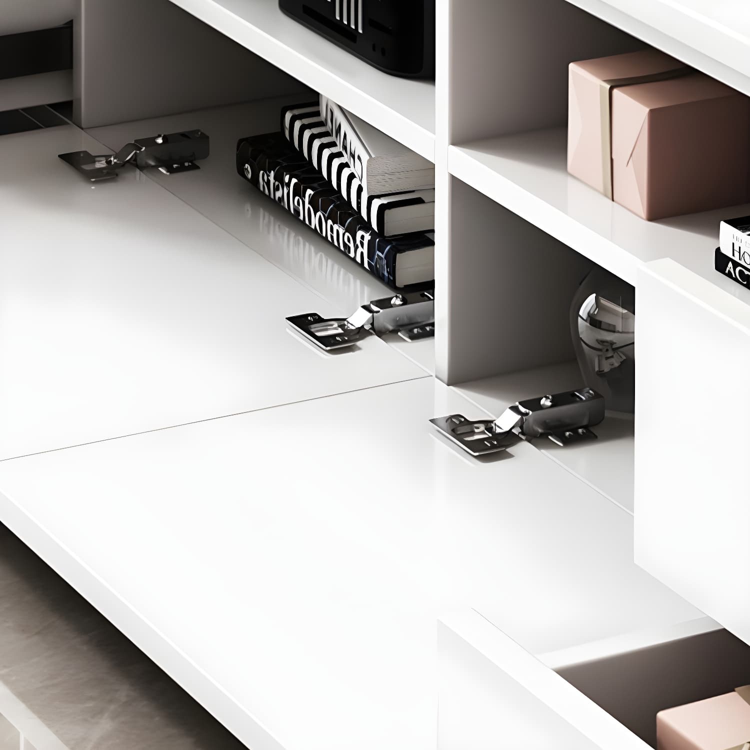 Stone Contemporary with Drawers Wood with Cabinet Media Console - image 11
