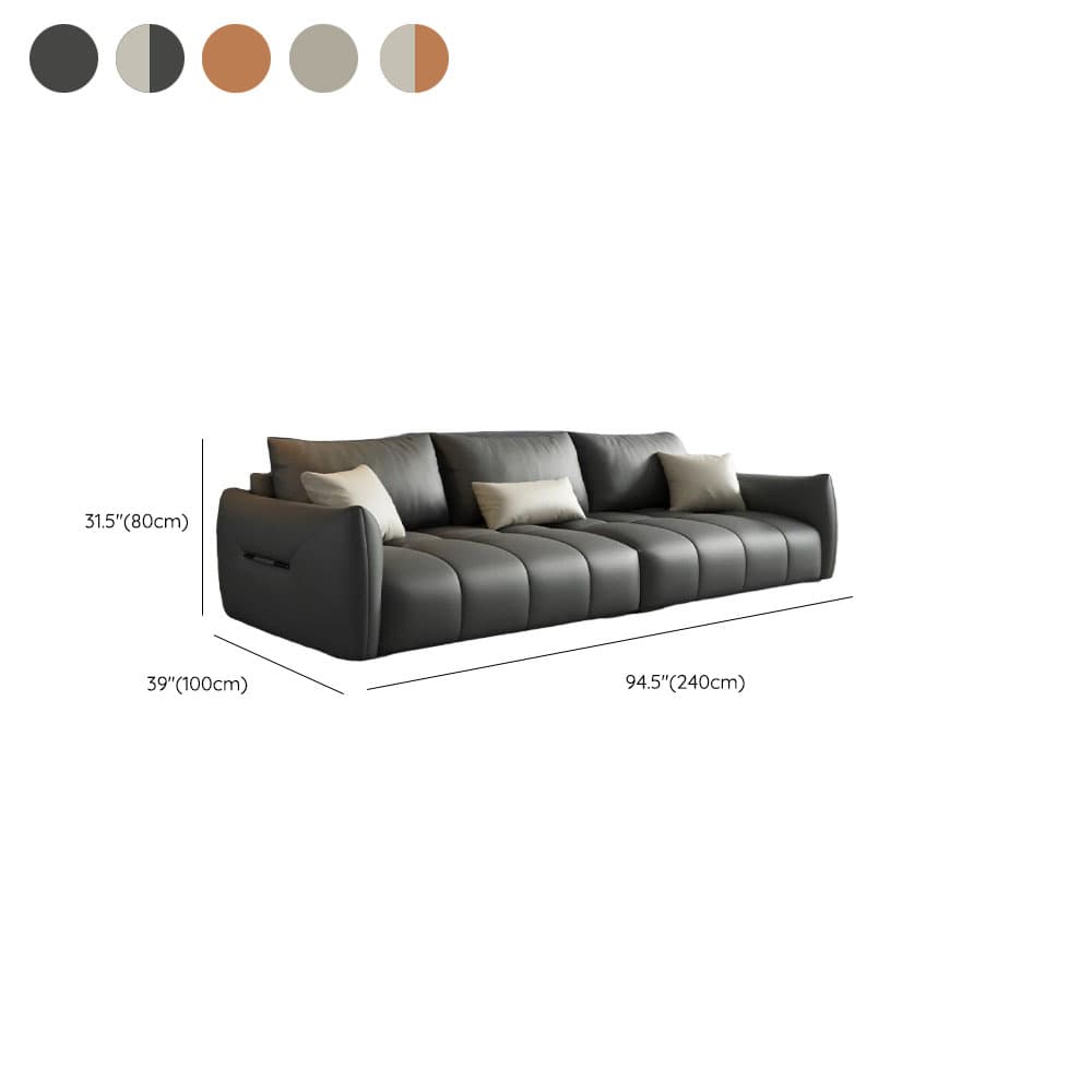 Contemporary Modern Solid Color Standard Sofa in Gray/Amber Color/Off-White for 3 with 3 Pillows - image 19