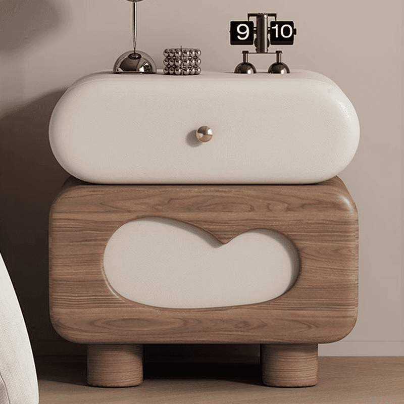 Organic Modern 2 Tiers Swivel Nightstand With Drawer Organization in Natural Wood - image 8