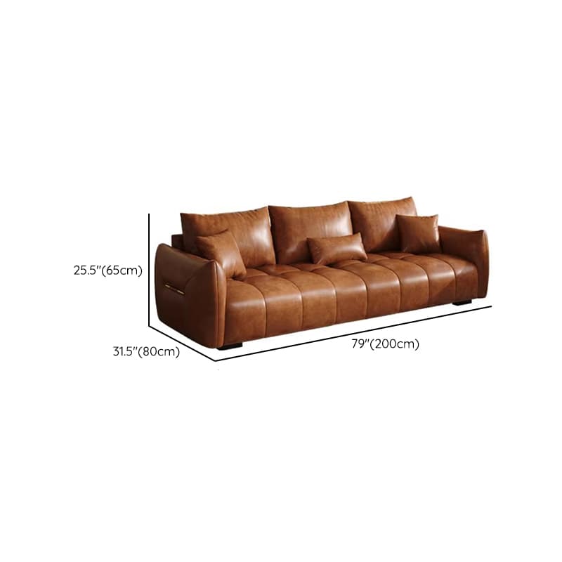 Contemporary Cocoa Standard Sofa Stain Resistant Solid Color with 2 Pillows for 5-seater/Seats 4/3-seater - image 16