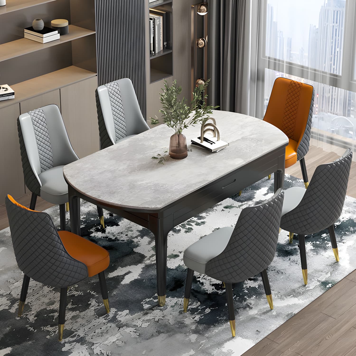 Industrial Style Dining Chairs Faux Leather Kitchen Chairs with Wood Legs - image 19