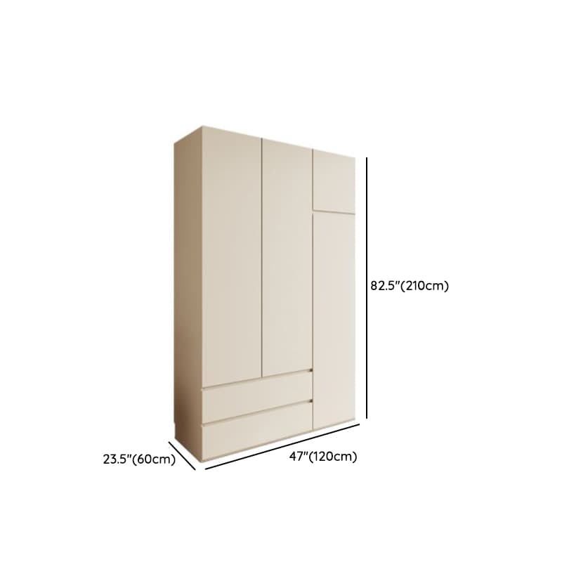 Cream Modern Wood Wardrobe Armoire with Soft Close Drawer and Door, Interior Shelves, and Hanging Rod - image 17