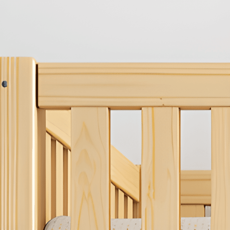 Timber Wood Color Bunk Bed with 2 Storage Boxes, Safety Guardrail & Compartment Bedroom