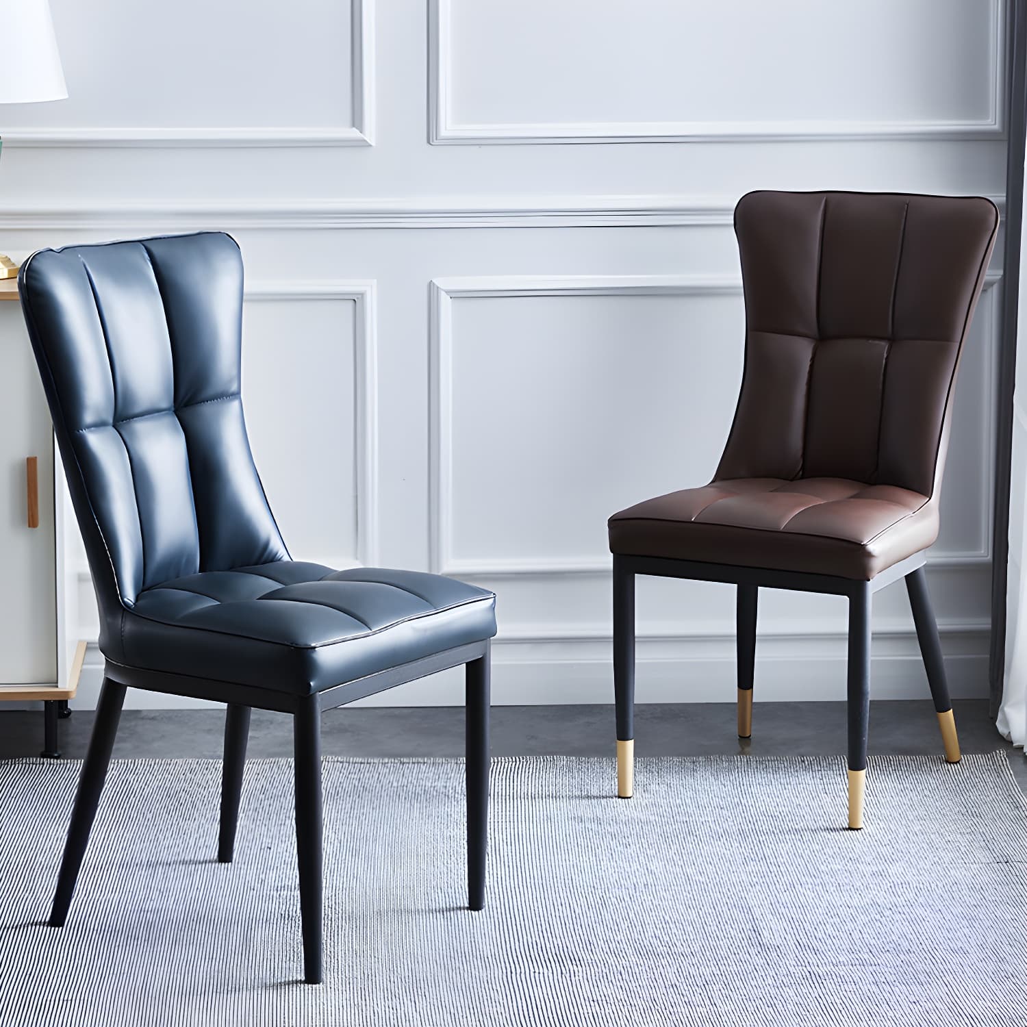 Upholstered Armless Dining Chairs Solid Back Side Chairs with Metal Legs - image 18