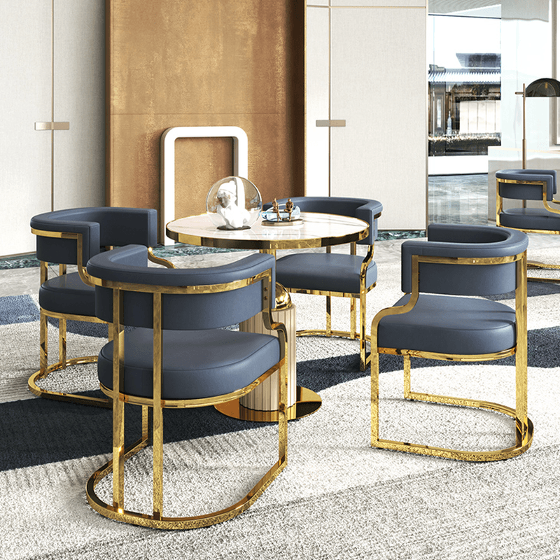 Lavish Gilded Alloy Leg Arm Chair with Cushion, Arms, and Low Back - image 15