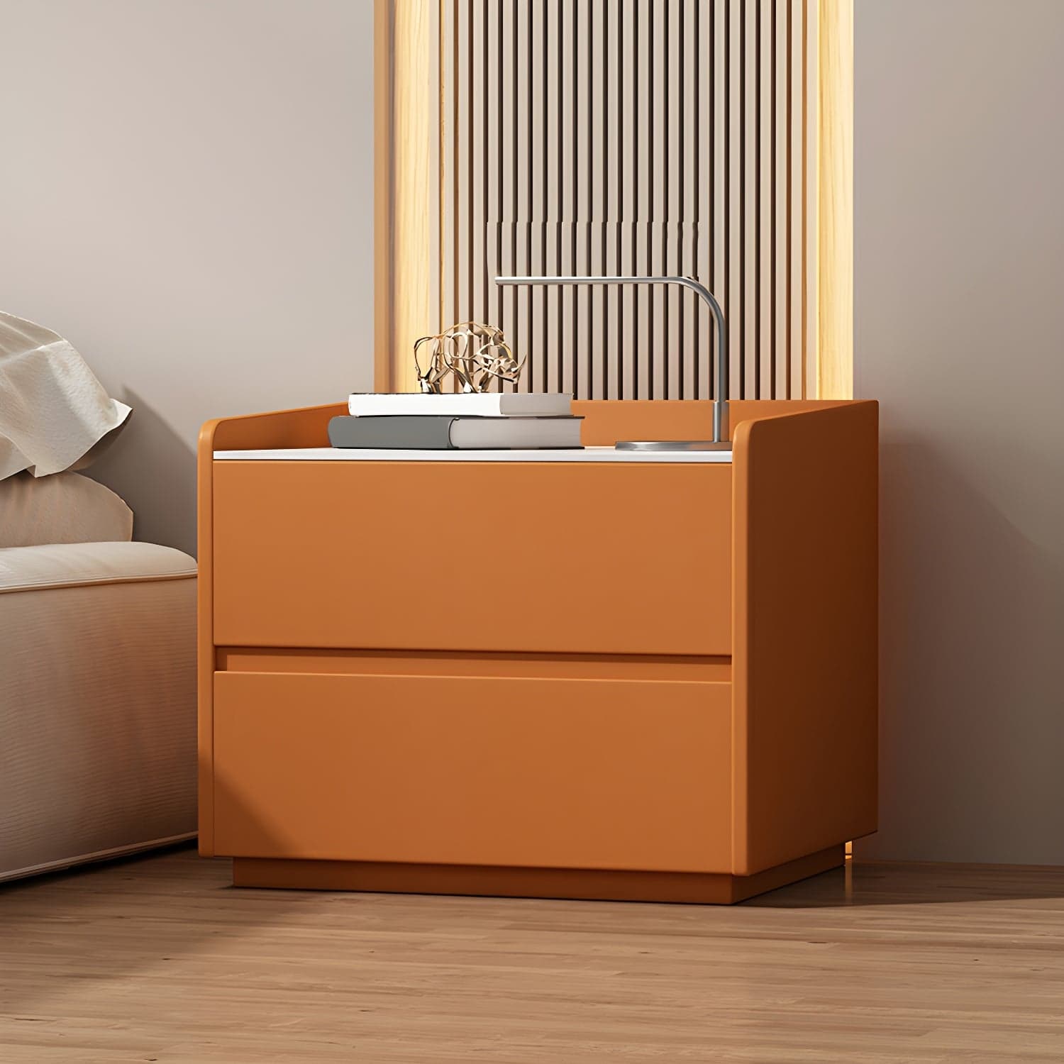 White Slate Countertop Nightstands Increase The Surrounding Height to Prevent Falling - image 9