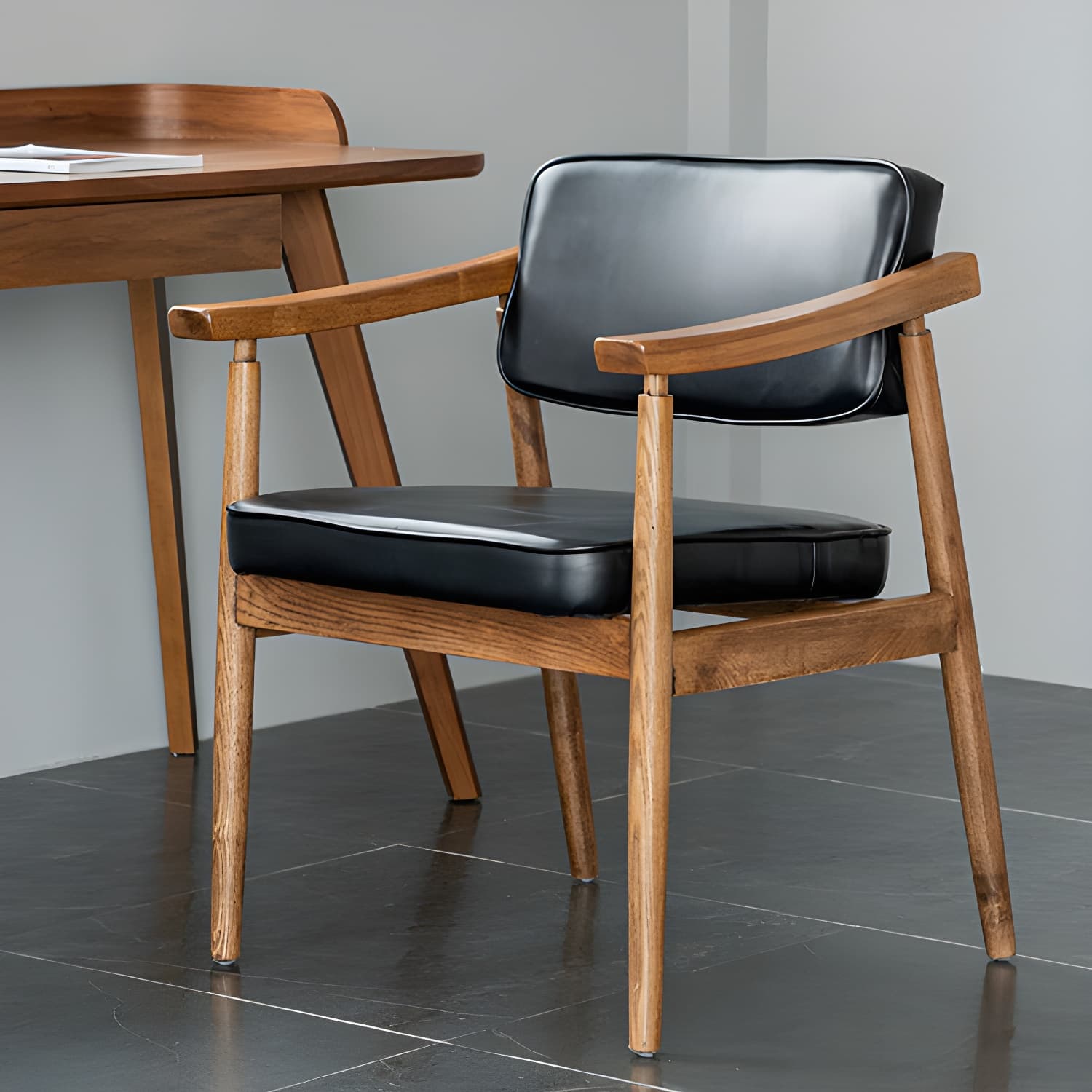 Traditional Style Dining Chairs Kitchen Arm Side Chairs with Wooden Legs - image 8