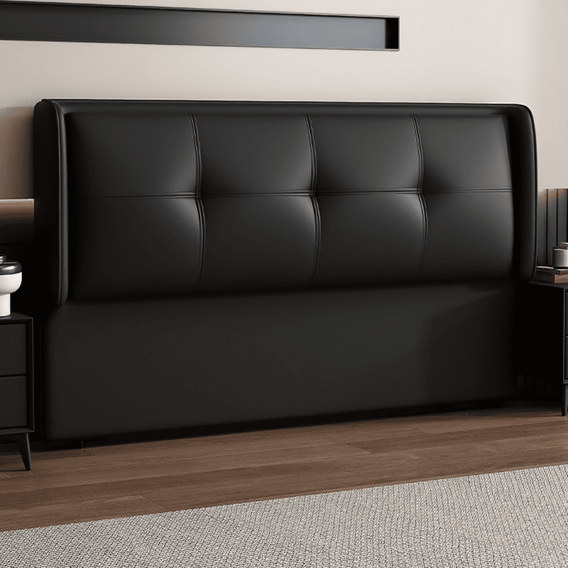 Simplistic Style Wingback Headboard with No Distressing, Piled Tufted Rectangular Design for King/Queen/Full Bed, Featuring Sponge Upholstery Fill and Standard Height
