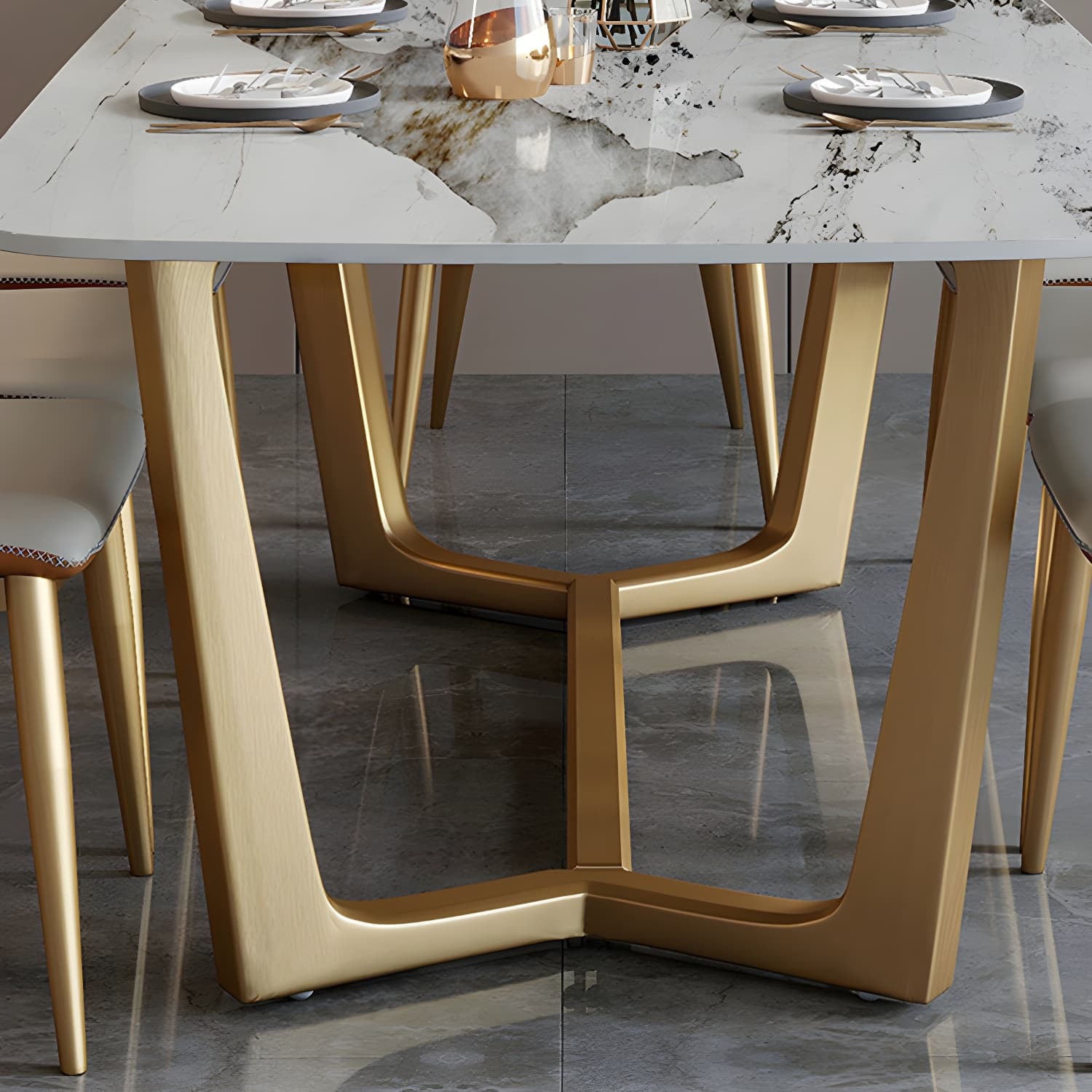Glam 1/2/7 Pieces Dining Table Set with Sintered Stone Top Stainless Steel Dinette Set - image 9