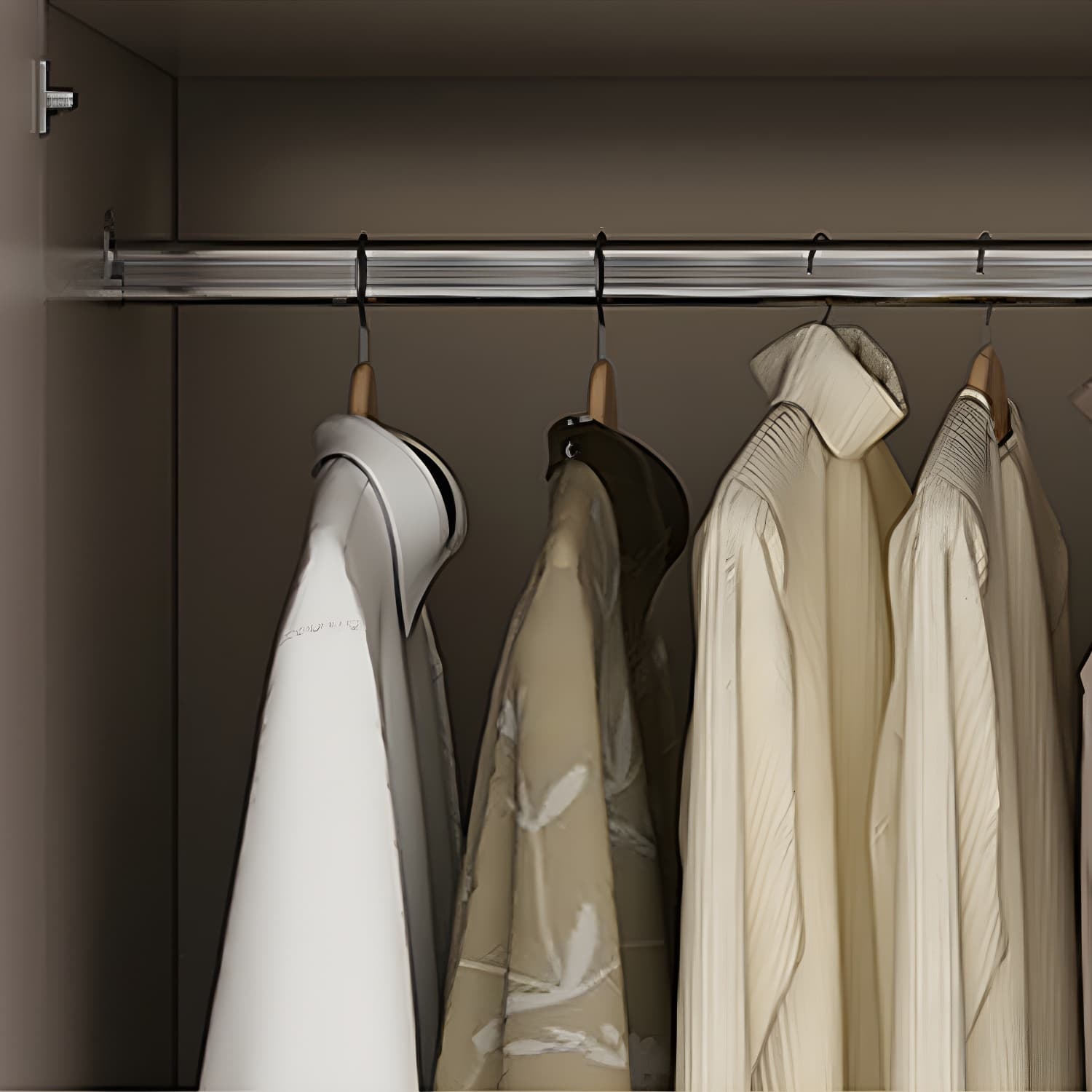 Modern Grey Wardrobe Armoire with Clothing Rod & Adjustable Shelves - image 4