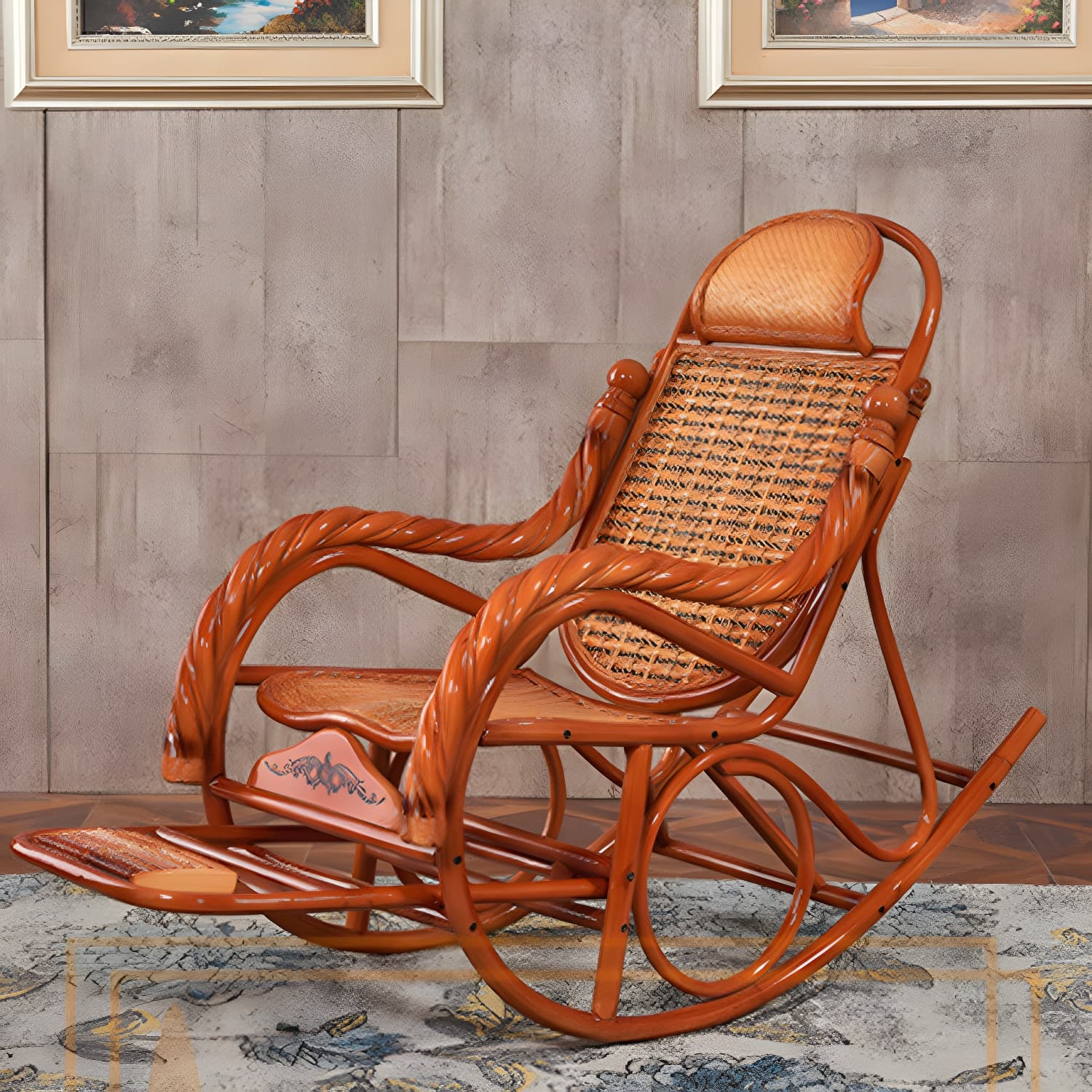 Mid Century Modern Recliner Chair Rattan/Wicker Recliner Chair for Living Room - image 11