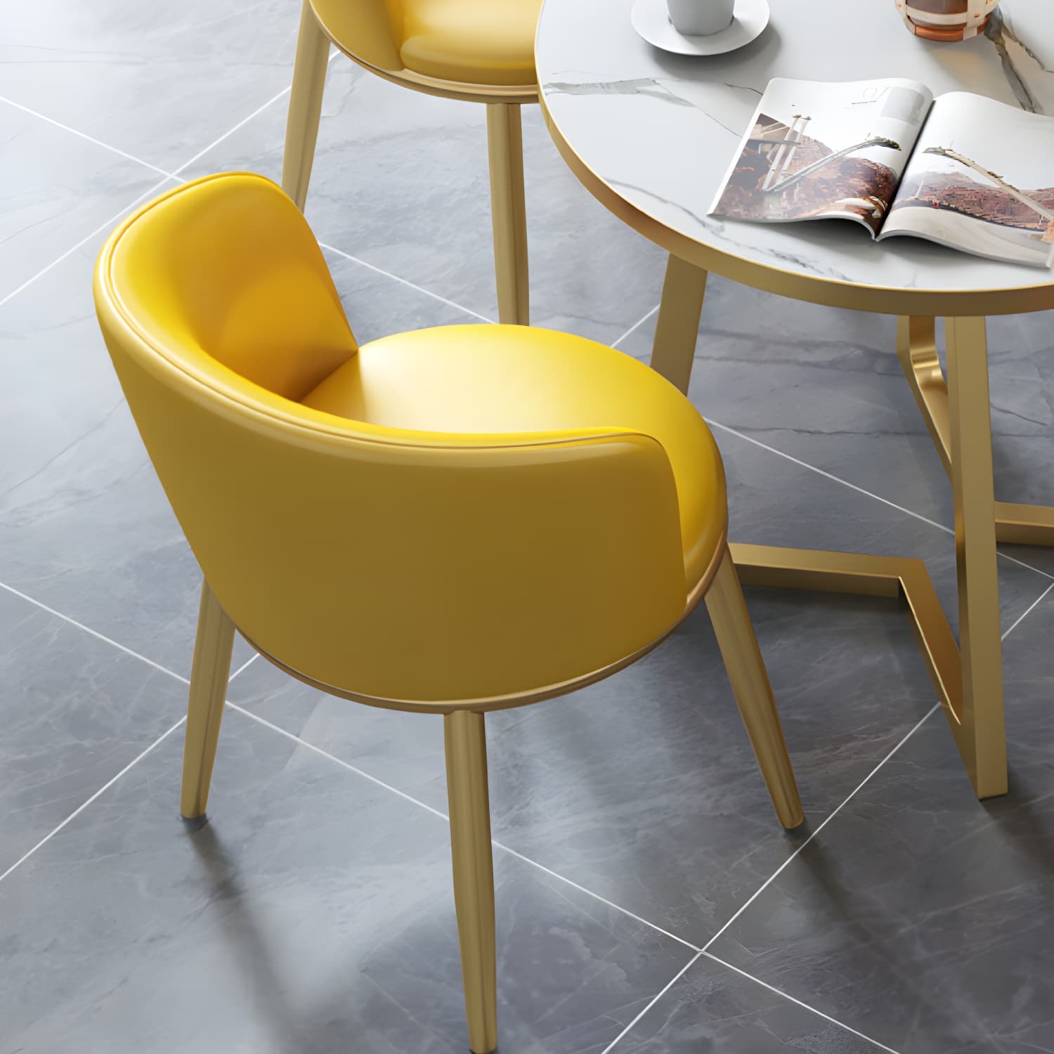 5 Piece Round Shape Wood Top Dining Room Chair and Table Set - image 17