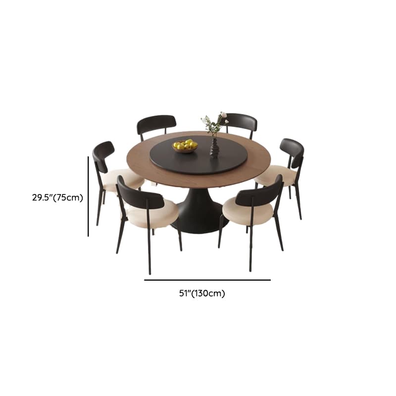 Circular Slate Dining Table Set with Stump Base, Back Seats for 6 or 4, in Espresso - image 12