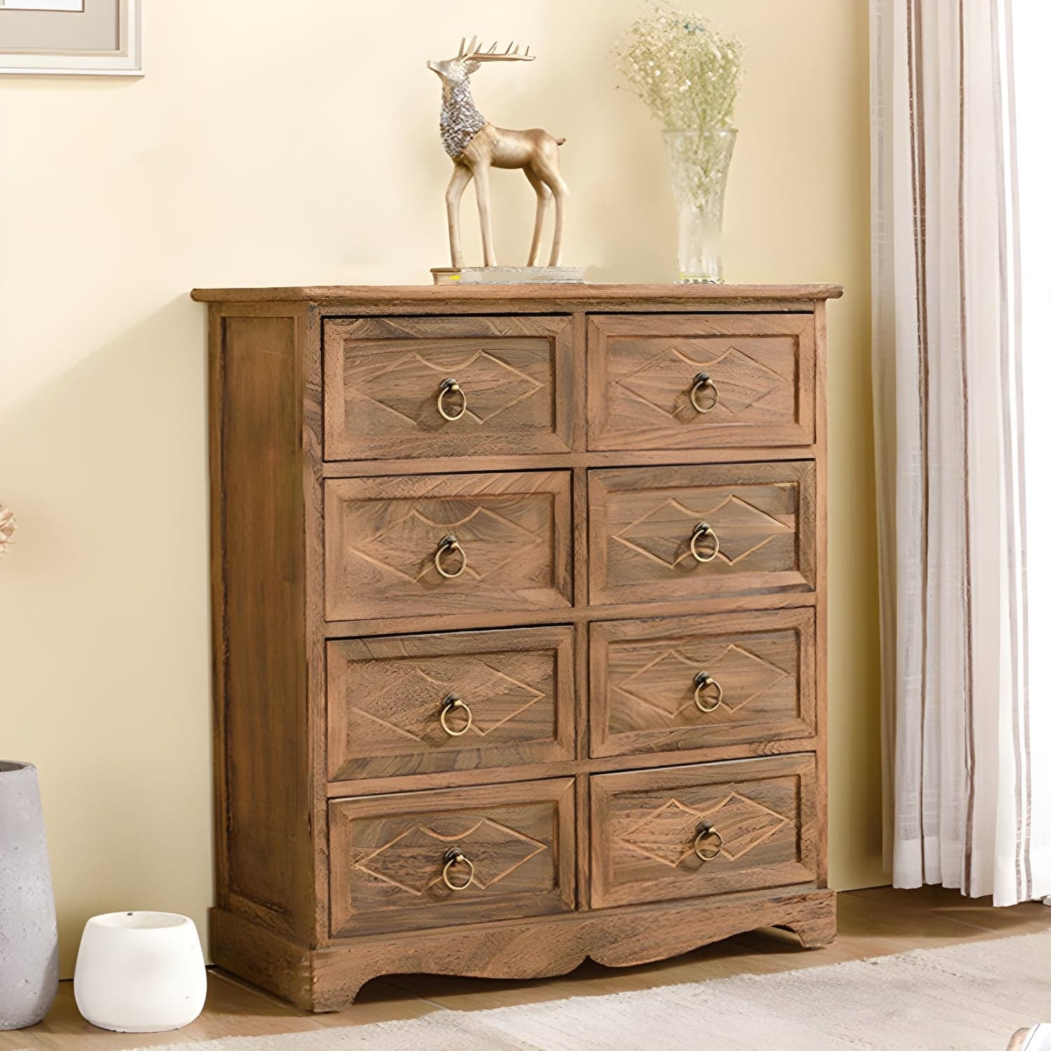 Nautical Storage Chest Bedroom Solid Wood Chest with Drawers - image 4